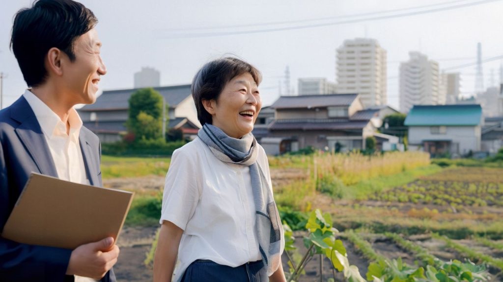 実際に土地を見学して調査を行う